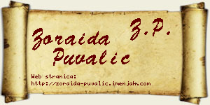 Zoraida Puvalić vizit kartica